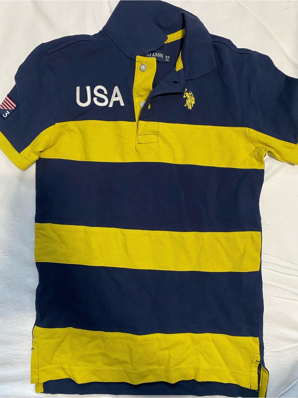 U.S. Polo Assn. Navy and Yellow Striped Polo Shirt